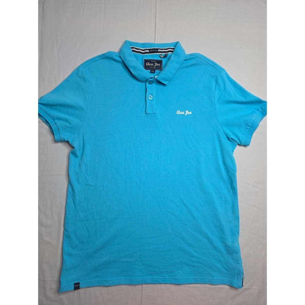 Aca Joe Polo Shirt Men's XL Aqua Blue Organic Cotton Regular Fit Golf Tennis